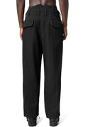 Hand stitch flap pocket wool tweed pants, Black