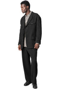 Hand stitch flap pocket wool tweed jacket, Black