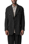 Hand stitch flap pocket wool tweed jacket, Black