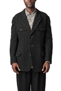 Hand stitch flap pocket wool tweed jacket, Black
