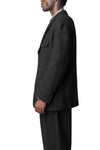 Hand stitch flap pocket wool tweed jacket, Black