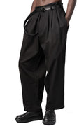 Side tape cotton pants, Black
