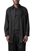 Chest panel wool overshirt, Black