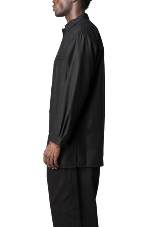 Y's Yohji Yamamoto | AW26 - Chest panel wool blouse shirt, Black MW-B16-110