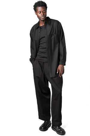 Y's Yohji Yamamoto | AW26 - Chest panel wool blouse shirt, Black MW-B16-110