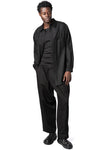 Chest panel wool overshirt, Black
