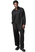 Chest panel wool overshirt, Black