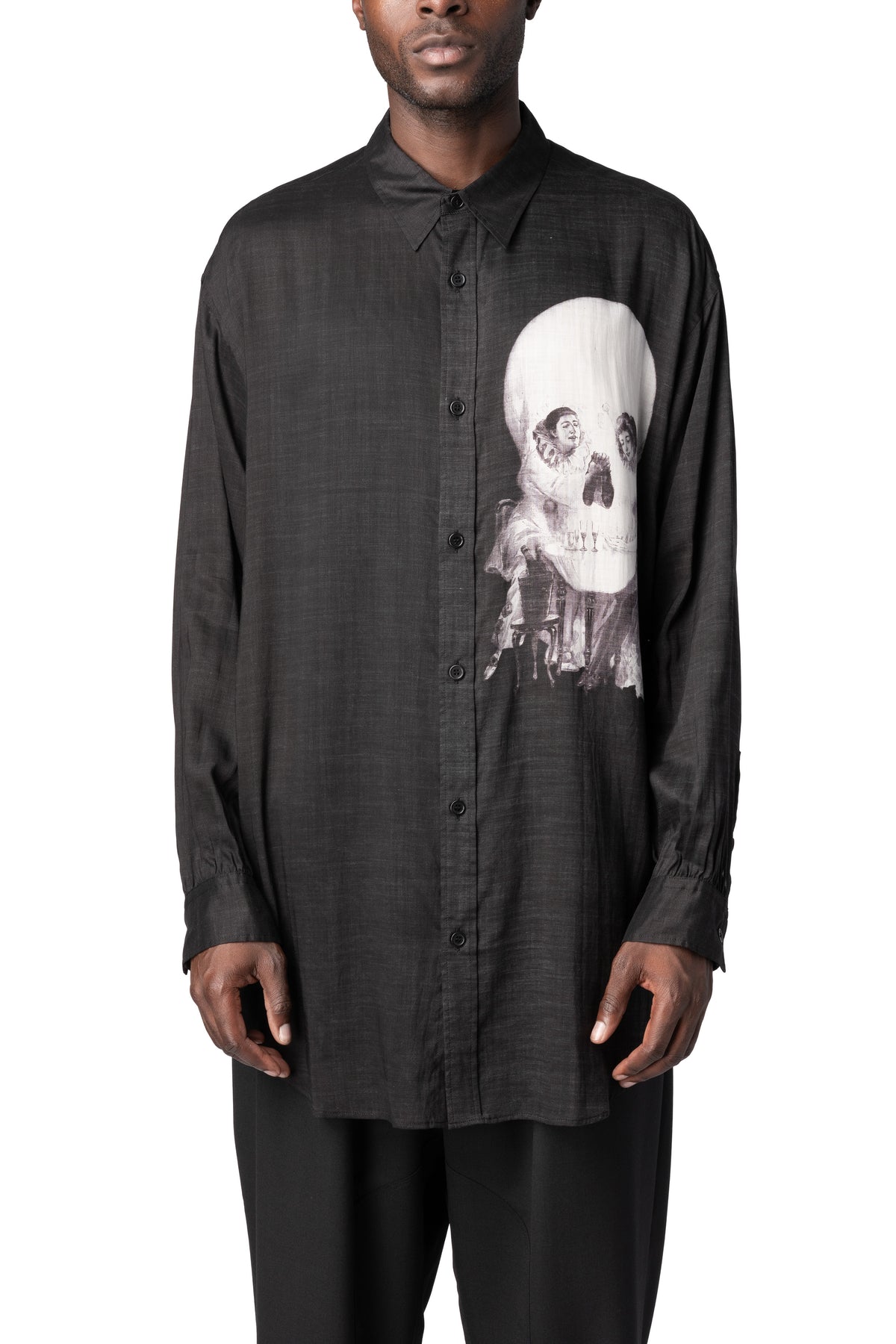 Y's Yohji Yamamoto | AW26 - Printed cellulose PT shirt, Black MW-B18-202