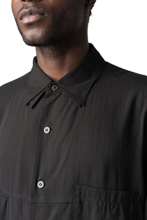 Y's Yohji Yamamoto | AW26 - Double collar oversized big shirt, Black MW-B08-200