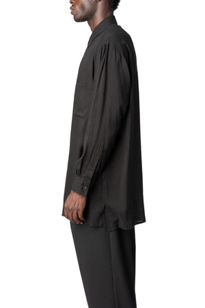 Y's Yohji Yamamoto | AW26 - Double collar oversized big shirt, Black MW-B08-200