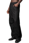 Baggy 5 pocket skewed wool linen pants
