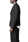 Cropped wool linen mess jacket