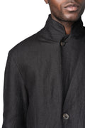 Semi double breasted wool linen car coat