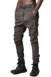 Stretch cotton dropped crotch pants, Brown Fade
