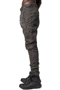 Stretch cotton dropped crotch pants, Brown Fade