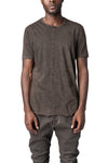 Panelled crew neck cotton t-shirt, Brown Wash