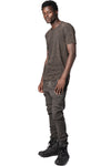 Panelled crew neck cotton t-shirt, Brown Wash