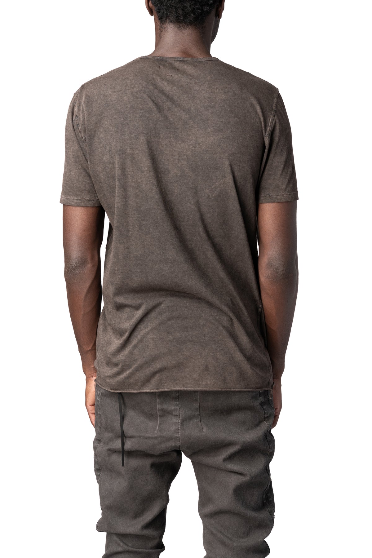 MD75 | AW26 - Panelled crew neck cotton t-shirt, Brown Wash MD13150