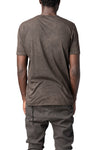 Panelled crew neck cotton t-shirt, Brown Wash