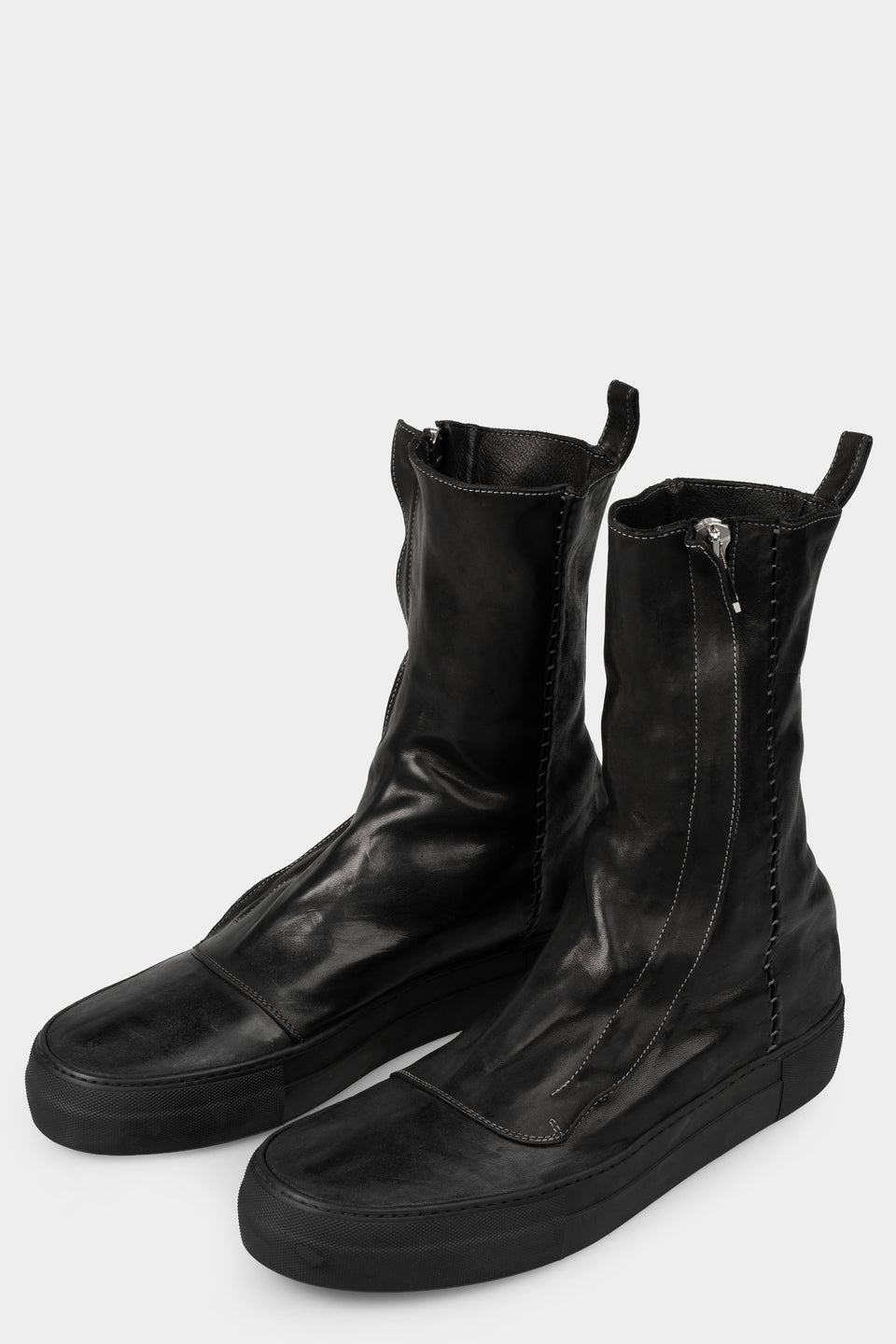 Hidden zip high top leather sneakers