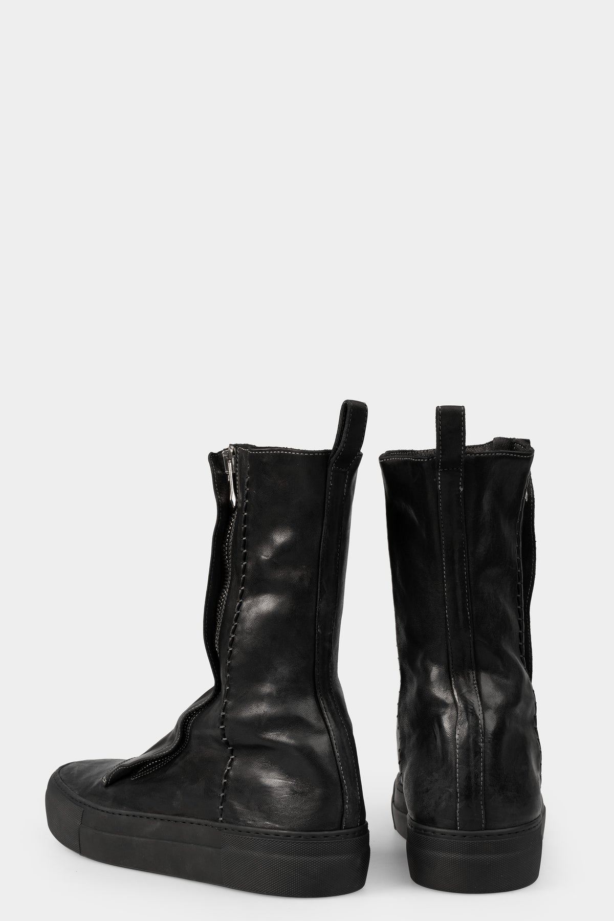 Hidden zip high top leather sneakers