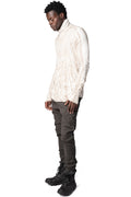 Double layer cotton roll neck long sleeve top, Perl Dissolve