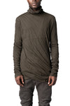 Double layer cotton roll neck long sleeve top, Military Fade