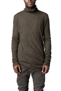 Double layer cotton roll neck long sleeve top, Military Fade