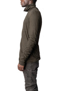 Double layer cotton roll neck long sleeve top, Military Fade