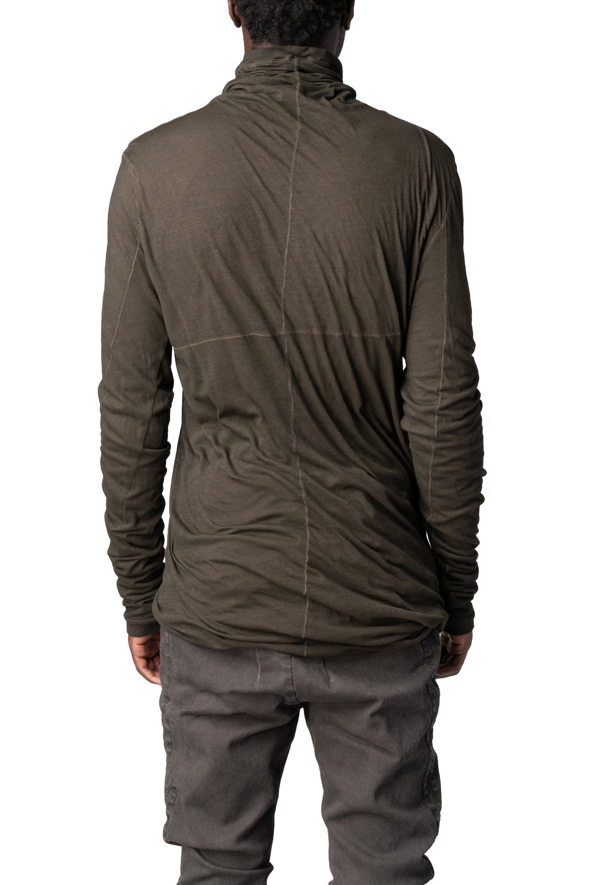 MD75 | AW26 - Double layer cotton roll neck long sleeve top, Military Fade MD13161