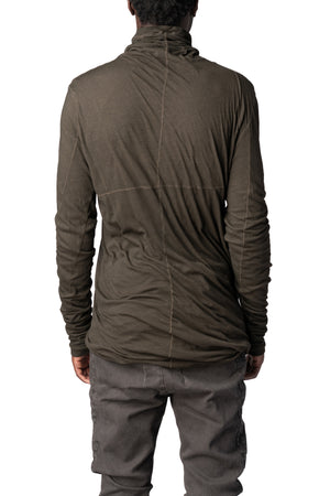 MD75 | AW26 - Double layer cotton roll neck long sleeve top, Military Fade MD13161