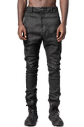 Stretch cotton dropped crotch pants, Black Leather