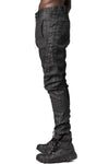 Stretch cotton dropped crotch pants, Black Leather