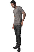 Panelled crew neck cotton t-shirt, Antra Wash