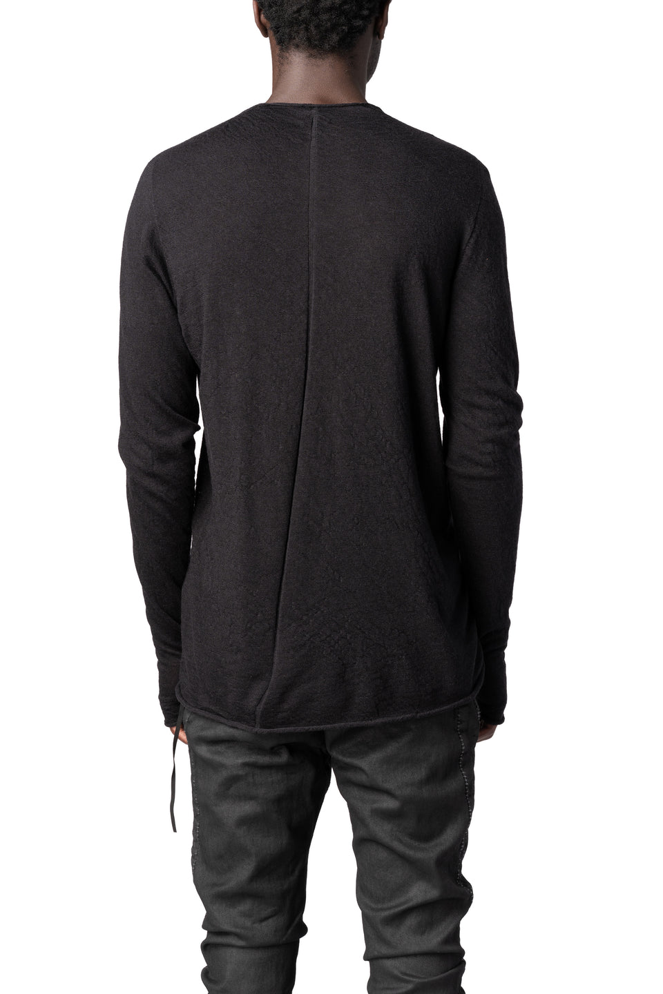 Fine gauge light wool crew neck sweater