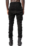 Stretch cotton dropped crotch pants, Black Basic