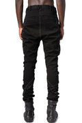 Stretch cotton dropped crotch pants, Black Basic