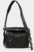Large horse leather zip shoulder bag, Black