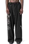 Chito graphic wide leg wool pants, Black
