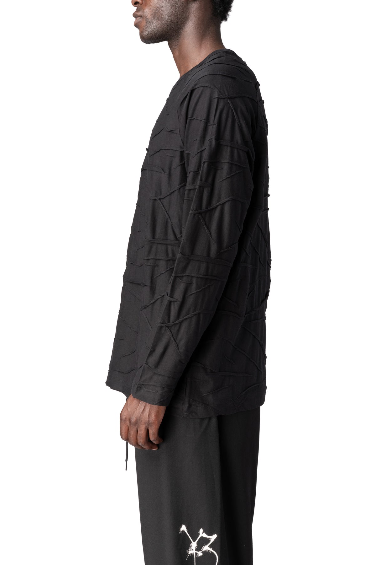 Y-3 | AW26 - Pleated oversized long sleeve t-shirt, Black KT1400