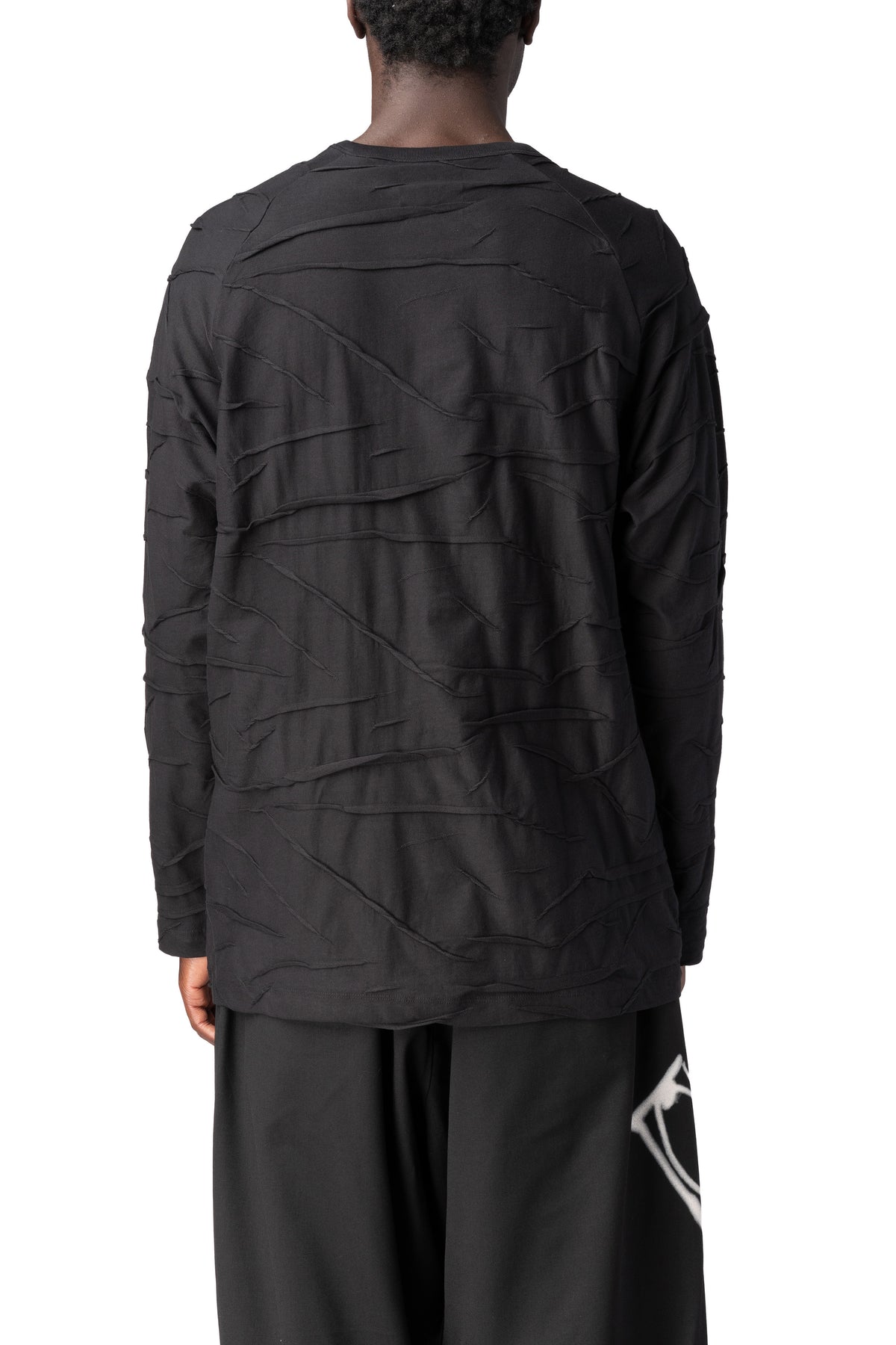 Y-3 | AW26 - Pleated oversized long sleeve t-shirt, Black KT1400
