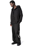 Chito graphic wide leg wool pants, Black
