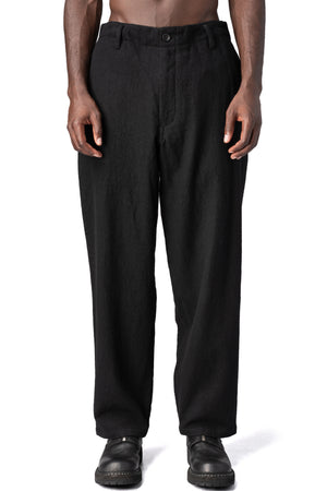Y's Yohji Yamamoto | AW26 - Shrink wool patch pocket pants, Black MW-P70-101