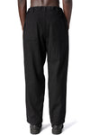 Shrink wool patch pocket pants, Black