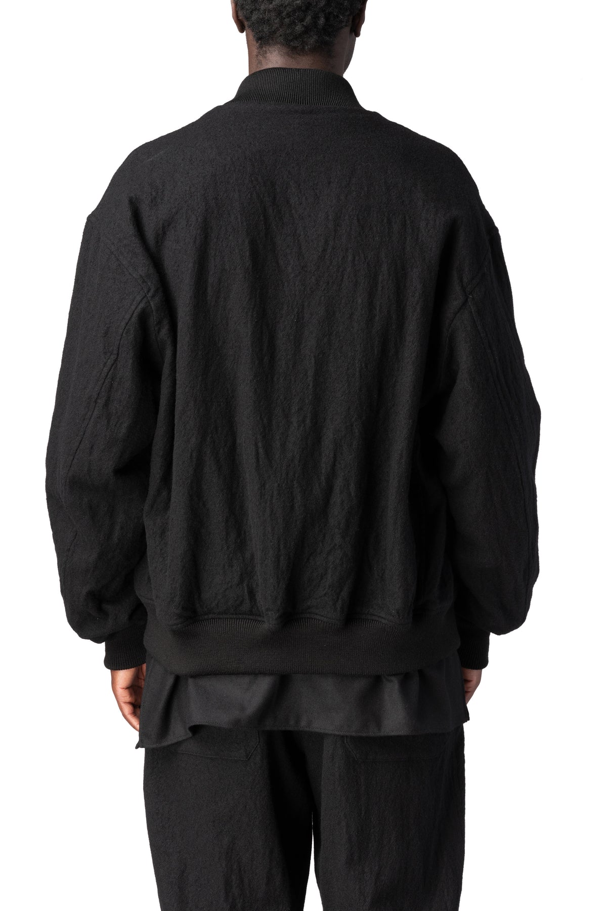 Y's Yohji Yamamoto | AW26 - Shrink wool rib trim blouson, Black MW-Y70-101