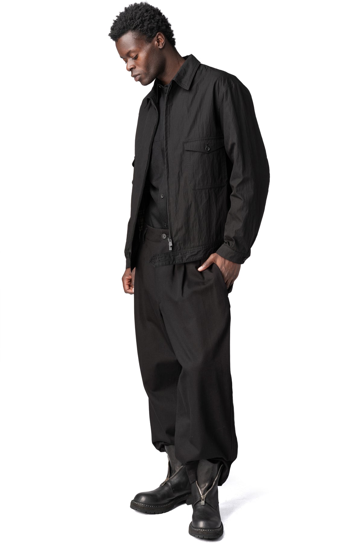Y's Yohji Yamamoto | AW26 - Chest pocket weather cloth blouson, Black MW-Y04-003
