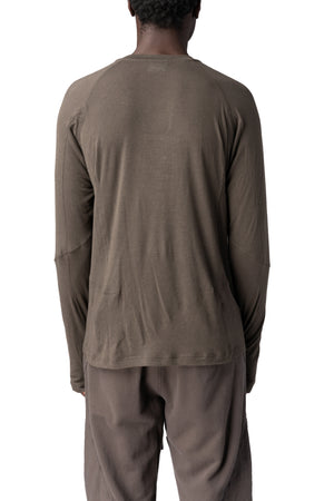 Andrea Ya'Aqov | AW26 - Viscose long sleeve crewneck, Mushroom Brown 26MLOD57