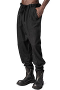 Wool cashmere drawstring narrow hem pants, Black