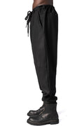Wool cashmere drawstring narrow hem pants, Black