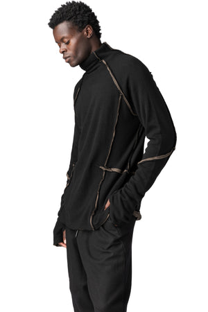 Andrea Ya'Aqov | AW26 - Double layer knitted turtleneck, Black & Mushroom Brown 26MFOL56